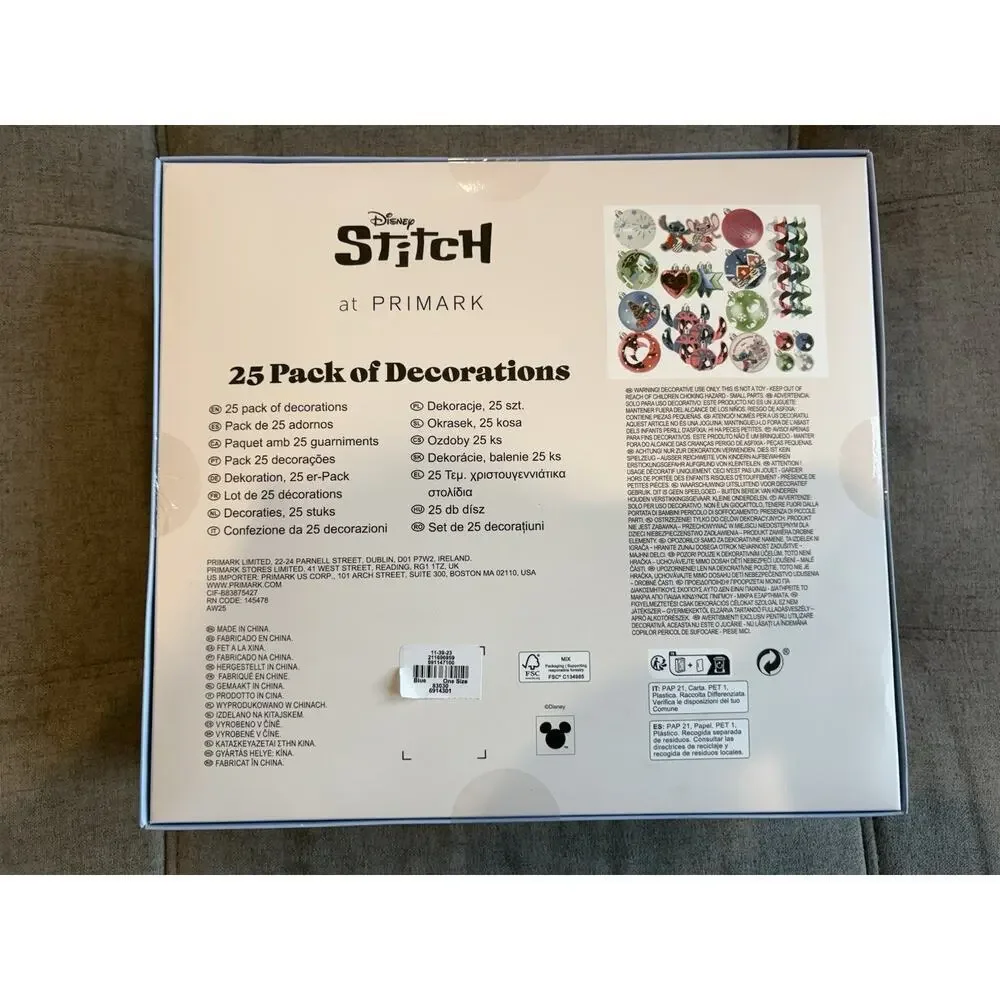 Disney Lilo & Stitch {Set of 25} Mini Shatterproof Christmas Ornaments-NEW